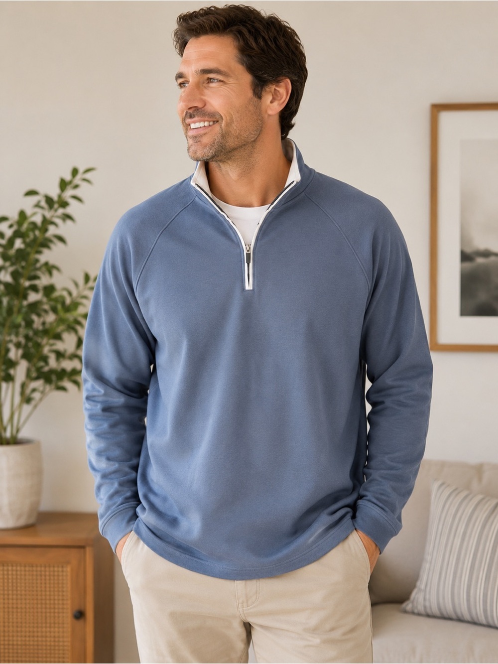 Fundamental Coast Men's Blue Quarter-Zip pullover Size XL